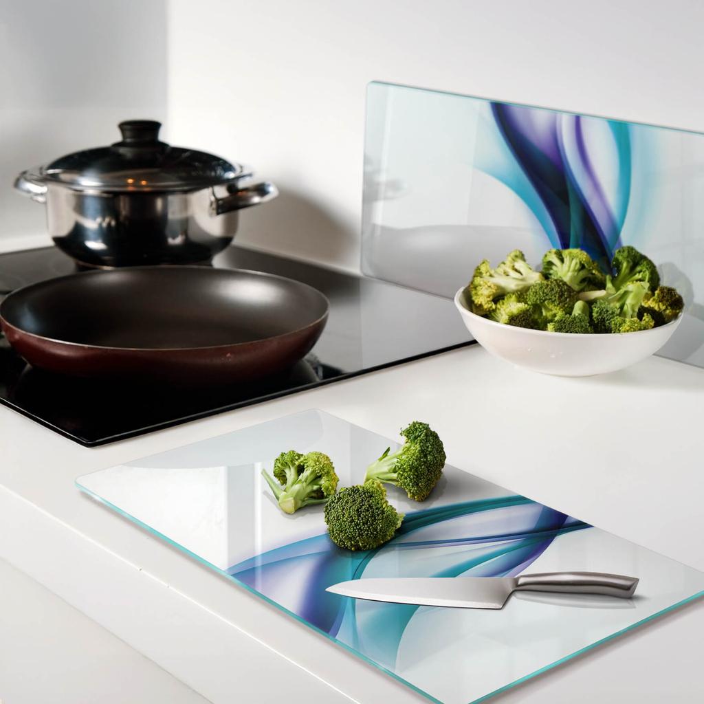 Durable and Stylish Glass Boards with Abstract Wave Pattern 2x30x52 Cm