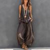 Solid Color Women's V-Neck Sleeveless Vest & Two-Piece Set for Cross-Border E-commerce.