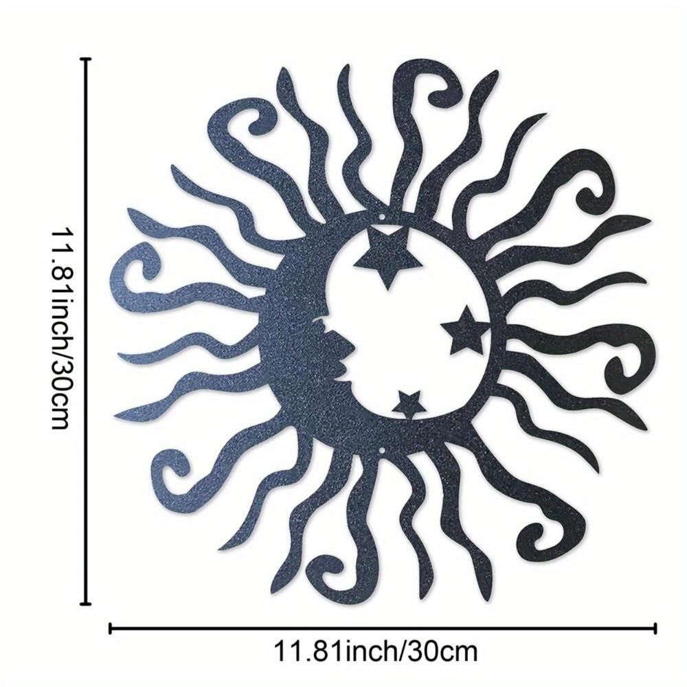 Bohemian Sun Moon Steel Wall Art Weather Resistant Indoor Outdoor Decor Black