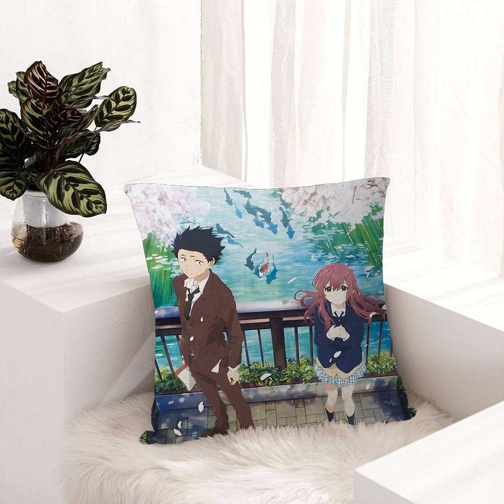 A Silent Voice Anime Kissenbezug Auto Wurfkissenbezug für Sofa Auto Weihnachtsgeschenk 40x40cm 45x45cm