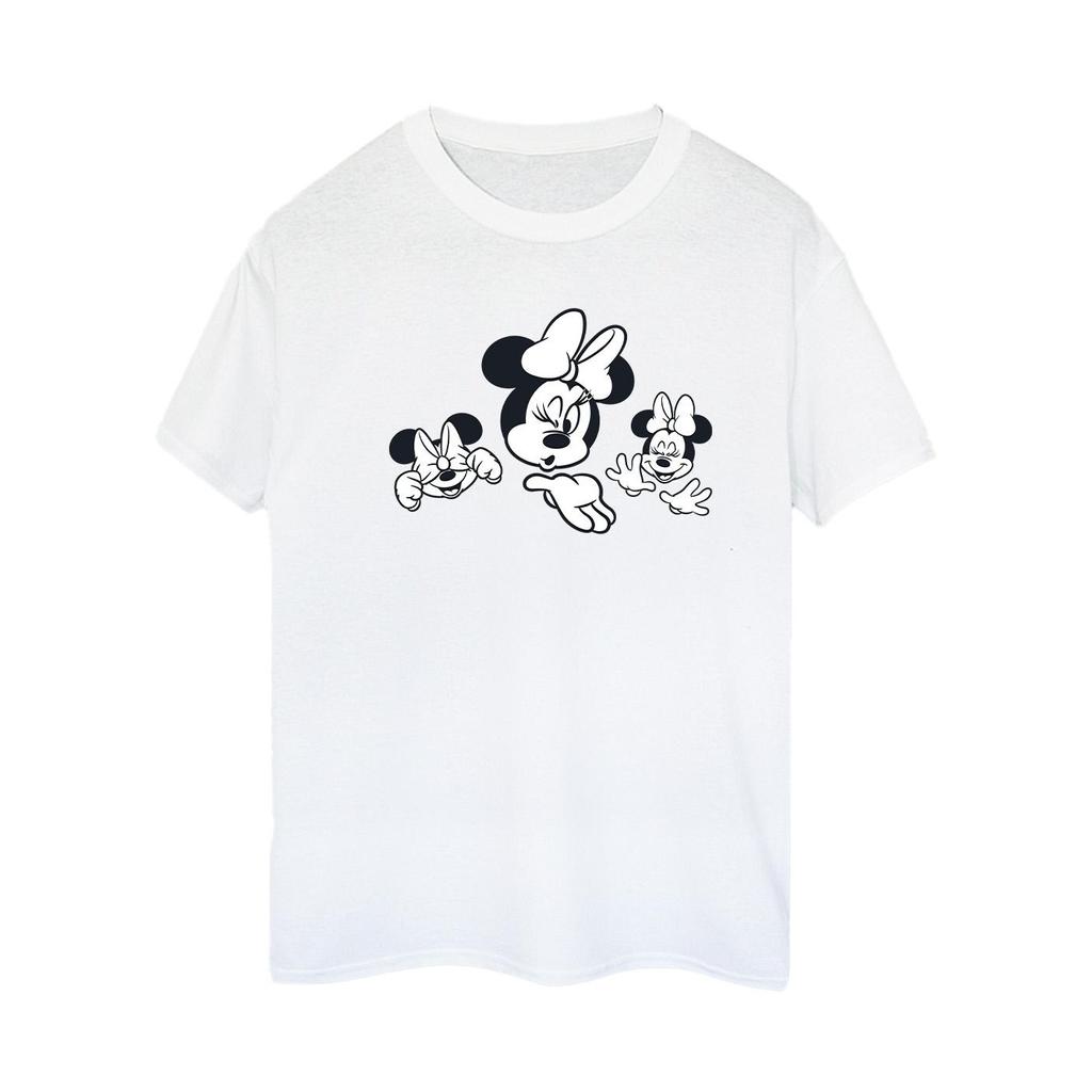 Disney Womens/Ladies Minnie Mouse Three Faces Cotton Boyfriend T-Shirt