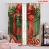 2pcs,2D Plane Printing Print Curtains Holly Berries & Gift Box Versatile Durable Polyester (without Rod) Festive Use for Living