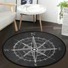 Compass Carpet Non-Slip Doormat Nautical Theme Floor Mat Round Area Rug for Bedroom Living Room Study Playing Room Decor