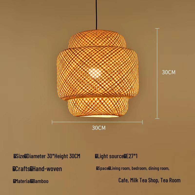 Zen Bamboo Pendant Lamp: Rattan Woven Japanese Tea Room Light