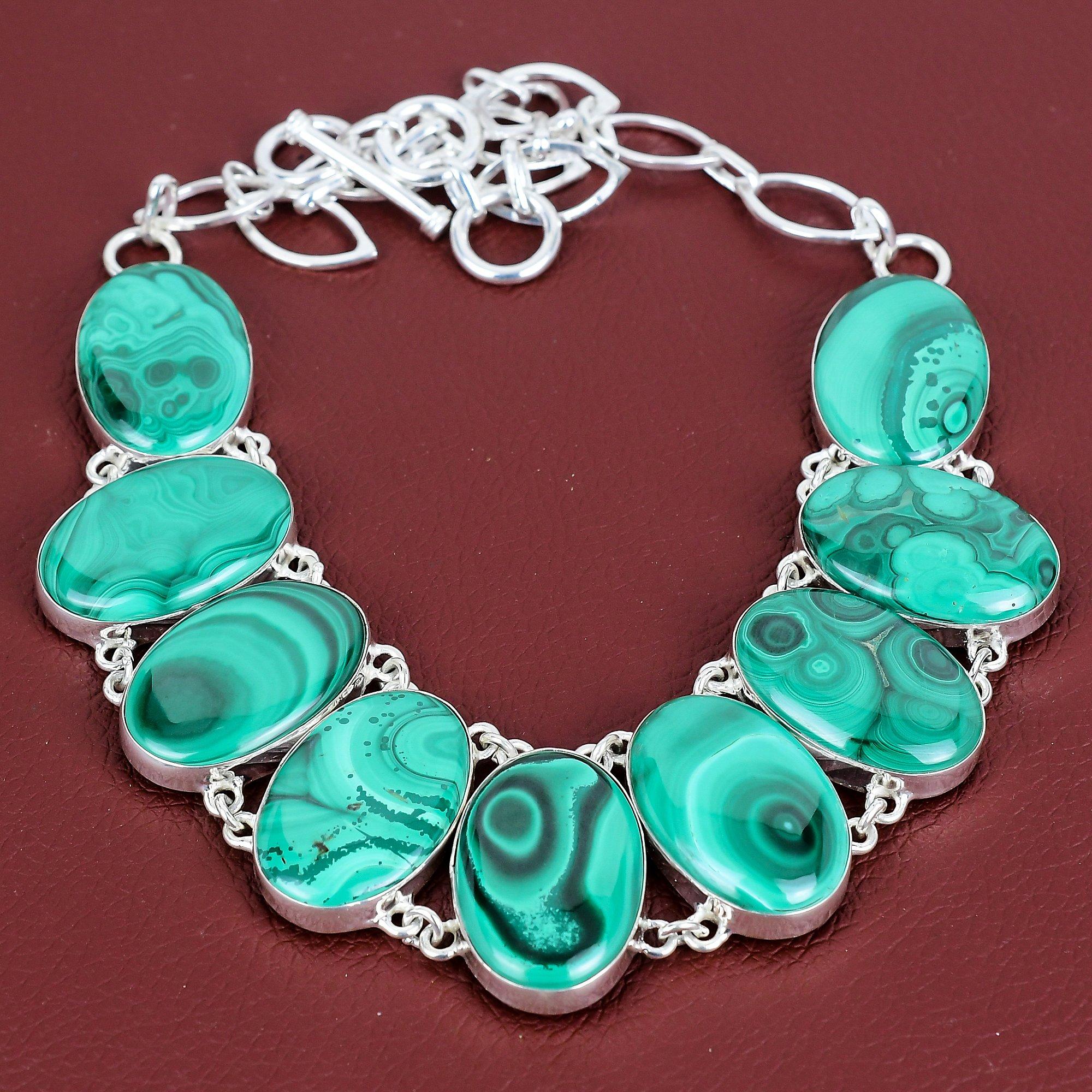 

Малахитовое ожерелье из стерлингового серебра 925 пробы, ожерелье из драгоценных камней, ювелирные изделия ручной работы, регулируемая цепочка, ожерелье последнего дизайна, подарки для женщин Adjustable