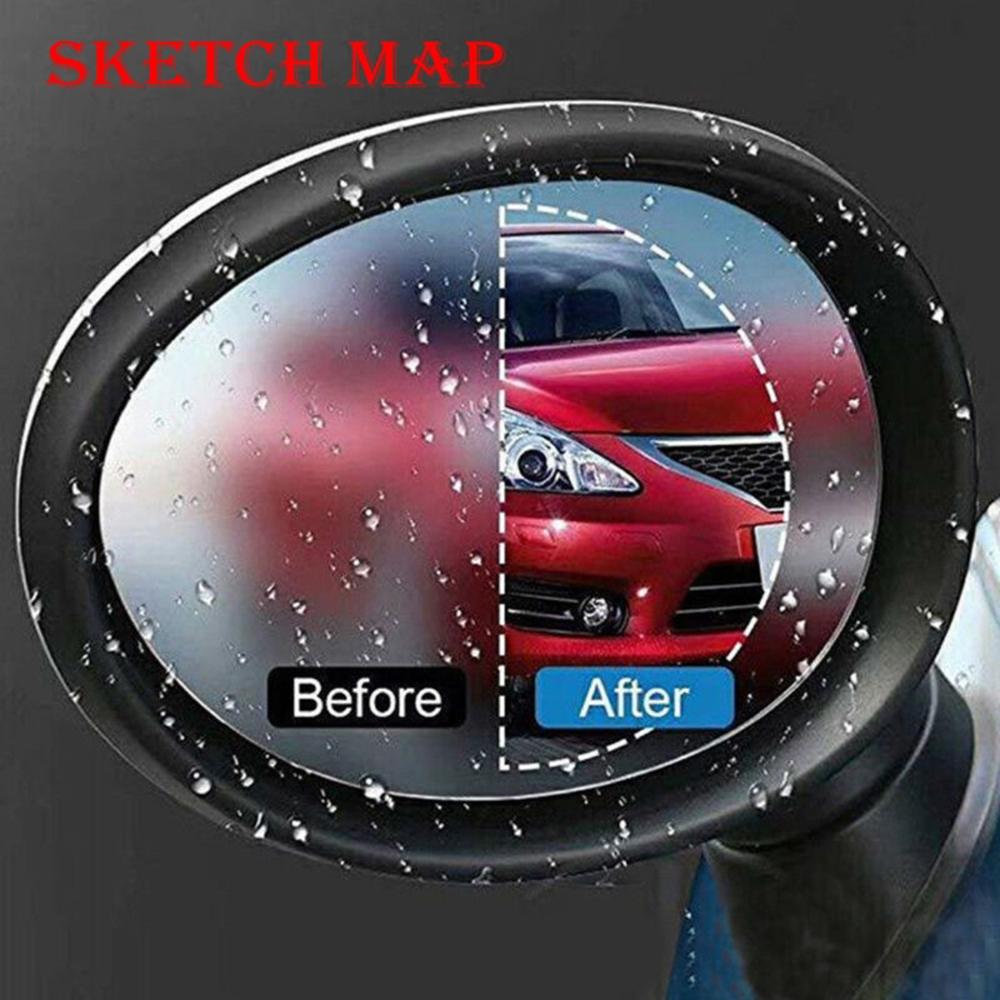 2pcs Rainproof Sticker Oval Auto Anti Fog Mirror Protective Accessories
