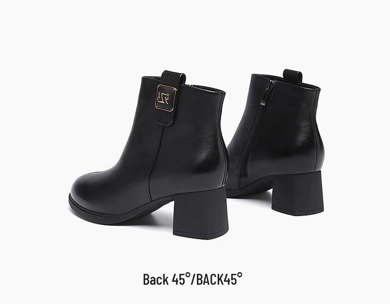Red Dragonfly Women's High Heel Leather Boots - Autumn/Winter 2024 Stylish Slimming, Plush Lined Short Boots