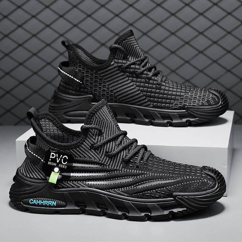 2024 Spring and Summer New Fly-woven Thin Breathable Low-top Lace-up Running Sneakers Platform Dad Shoes Men's Shoes