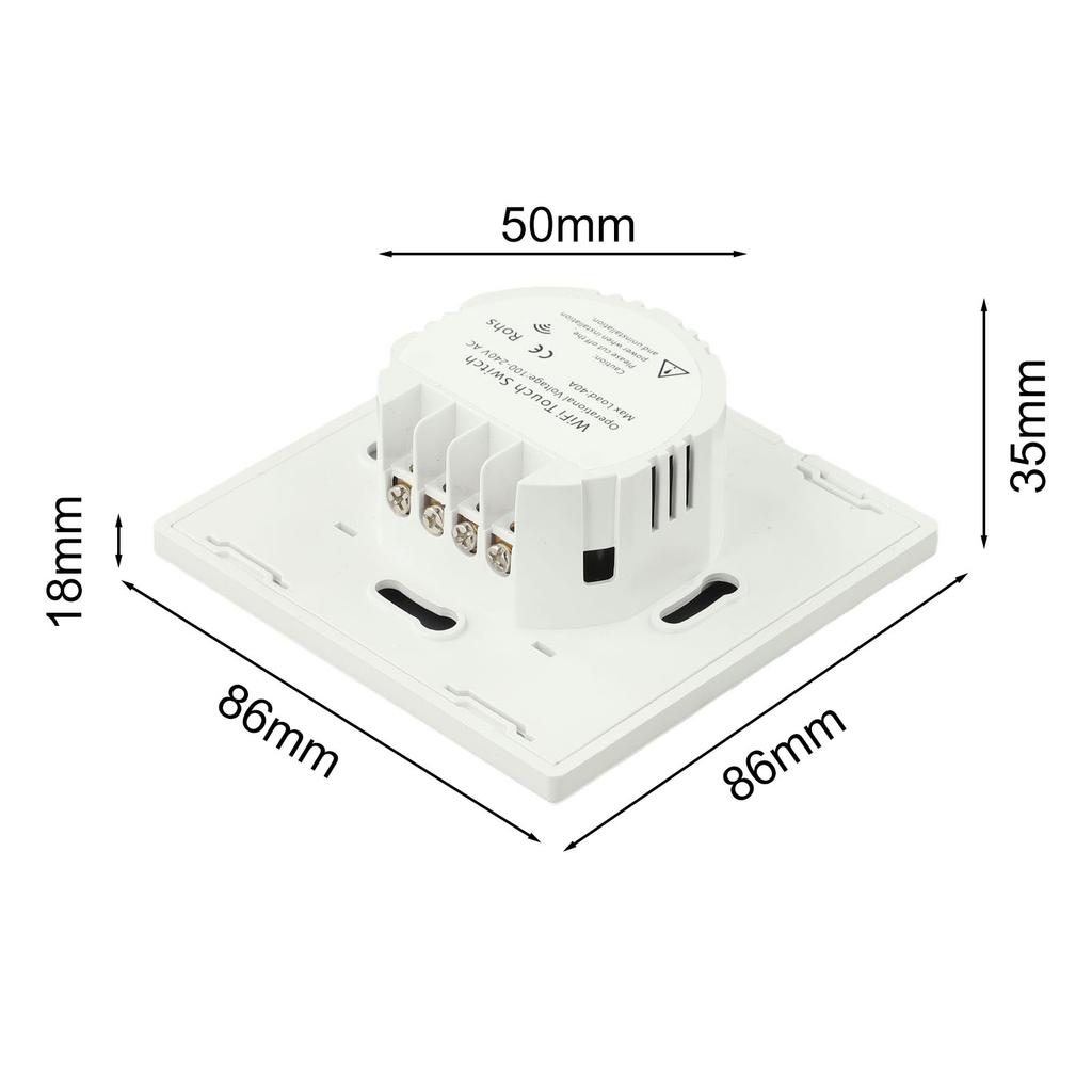 For Bathroom Boiler Black Touch Panel Switch Wifi Smart Boiler Control Switch 40A Current Rating PC Material Housing