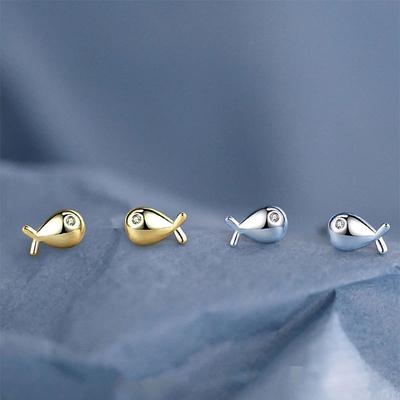 Women's Earrings Are Small and Simple To Sleep Without Taking Off Earrings. Personalized Small Fish Simple Design