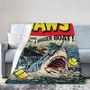 Jaws Comic Book Cover Blanket Flannel Funny Warm Throw Blanket for Home Spring/Autumn