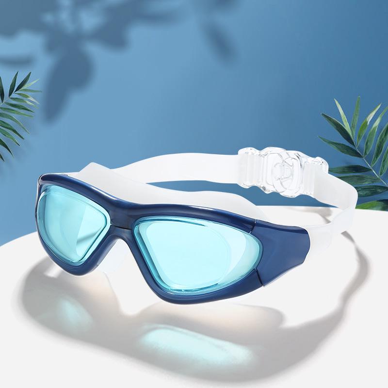 High-Definition Anti-Fog Swimming Goggles for Adults - Large Frame, Flat Lens