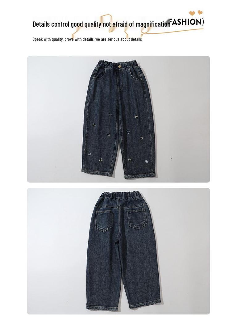 Mädchen Elastische Weiche Denim Jeans - Frühling/Herbst Lässig, Lockere Passform für Kinder