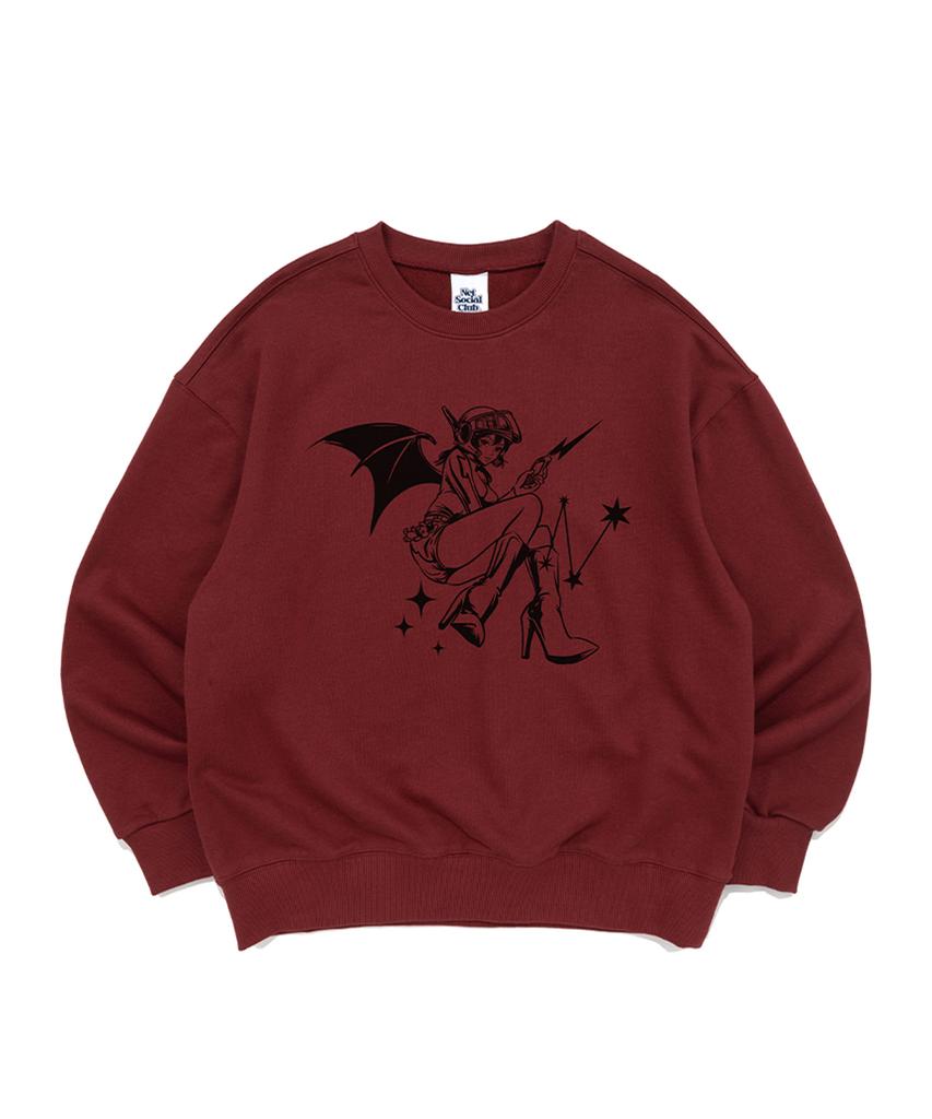 NET SOCIAL CLUB Costume Play Girl Sweatshirts (Burgundy)