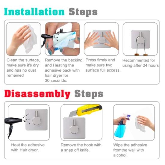 Homlly Tonii Stainless Steel Wall Hook Hangers (X4PCS)