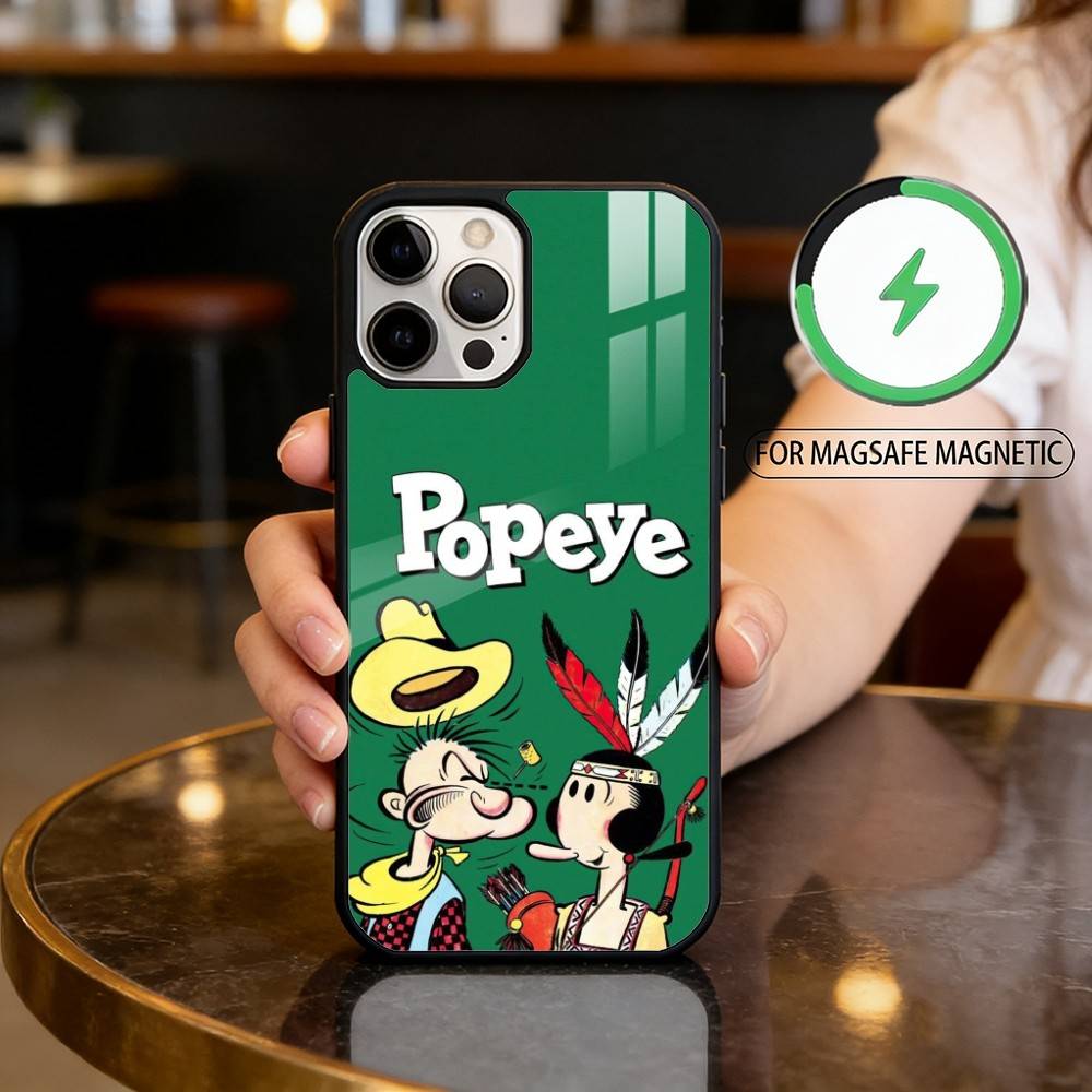 

P-Popeye CARTOON Magnetic For Magsafe Wireless Charging Phone Case For iPhone17,16,15,14,13,12,11 Plus,Pro Max iPhone13PRO