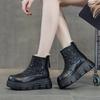 9965 Leather Snow Boots Women's Cotton Shoes Winter Velvet New Retro Short Boots Thick Sole