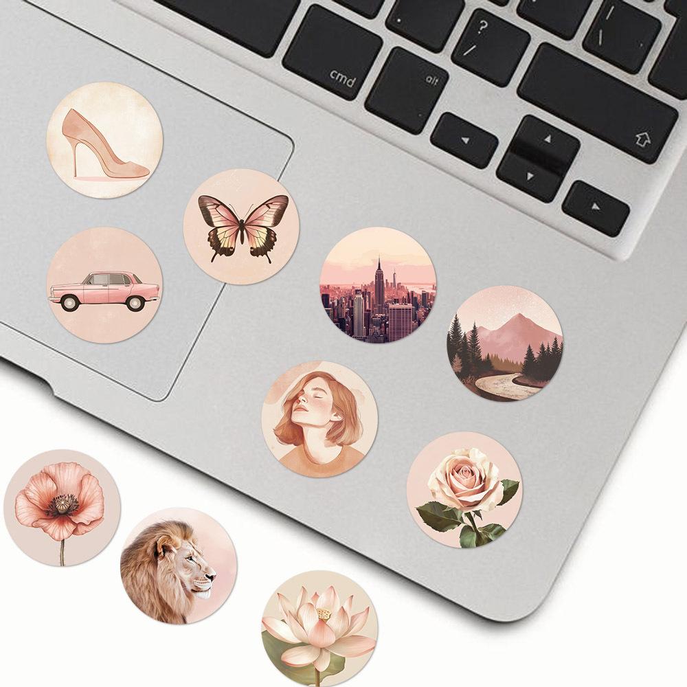 500Pcs/Roll Vintage Pink Art Series 01 Kids Rewards Stickers - DIY Scrapbooks Album Decor Sealing Label Decals