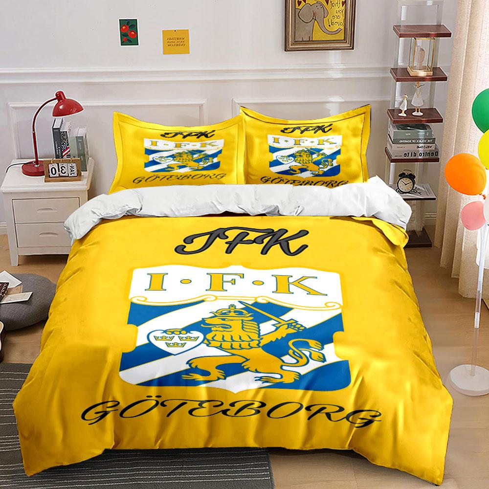 IFK Göteborg Lion Crest Design Print Bedding Set Duvet Cover Pillowcases (1* Duvet Cover 2* Pillowcases Do Not Include Comforter)