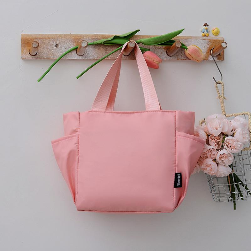 Stylish Beige Nylon Shoulder Bag For Students Large Capacity Trendy Bucket Bag розовый