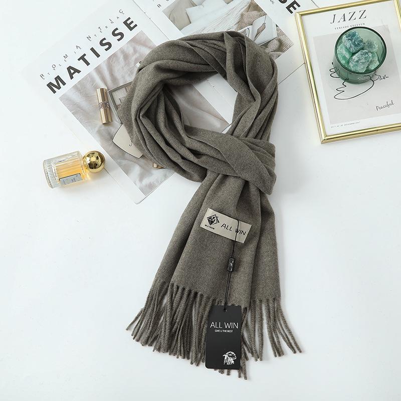 Wool Scarf Women's Winter Premium Thick Solid Color Scarf Versatile New Autumn and Winter White Cashmere Scarf