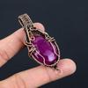 Lab-Created Ruby Gemstone Handmade Pure Copper Wire Wrapped Beautiful Jewelry Pendant