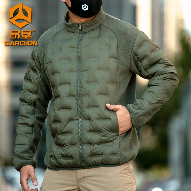

Men Winter Tactical Fleece Jacket Multi-pockets Windproof Warm Sports Coat Cotton Fleeced Clothing Outdoor Hiking Heating Jacket L зелений
