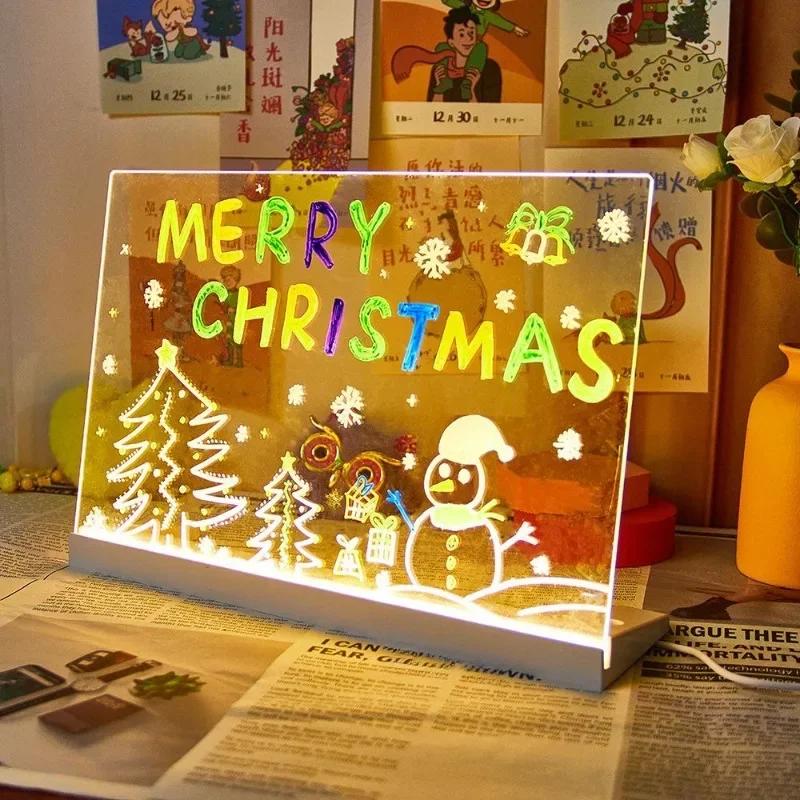non-toxic New Glowing Acrylic Marker Board LED Luminous Erasable Children's Drawing Board Drawing Toys Letter Message Board Christmas Gift