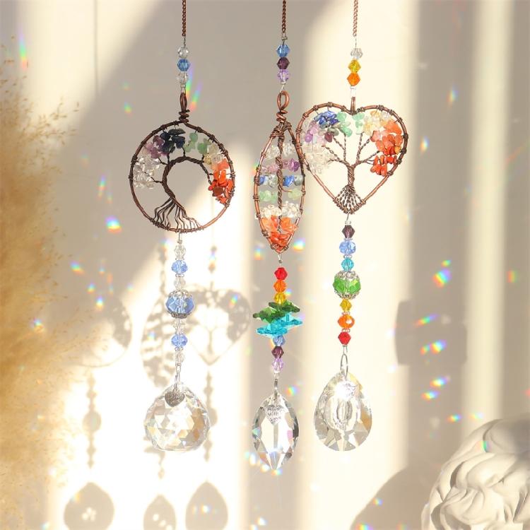 Tree Life Suncatchers Colorful Crystal Car Hanging Ornament Christmas Decoration
