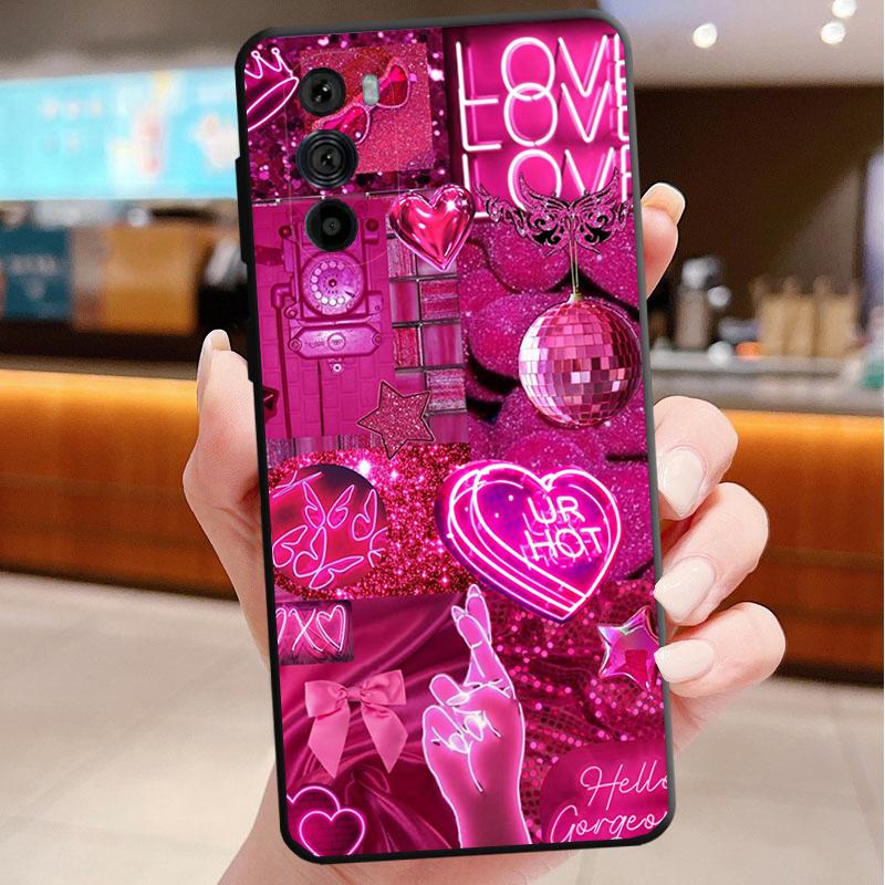 Pink Aesthtic Phone Case For Motorola Edge 50 40 Pro 60 50 40 30 Ultra Neo Fusion Moto G Play G Stylus G Power G