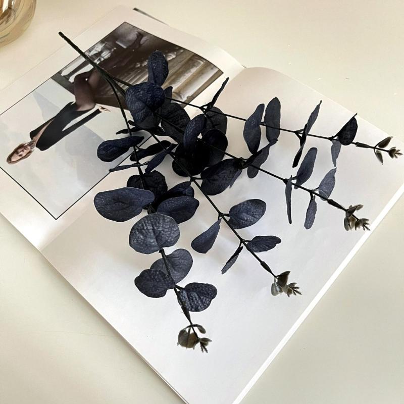1/10/12Pcs Artificial Leaf Branch, 34cm Artificial Plant Black Leaves for Halloween Party Centerpieces, Home Decoration