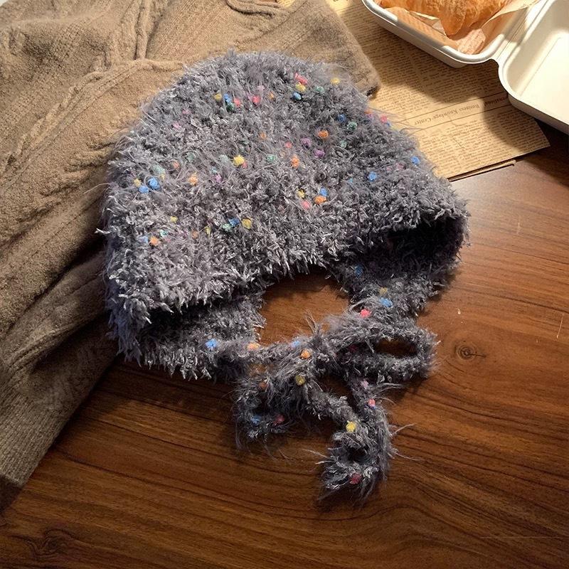 New Autumn and Winter Season Colored Plush Hat Warm Ear Protection Versatile Cold Face Small Bucket Hat