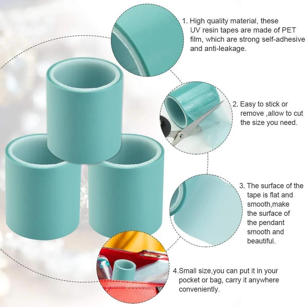3 Rolls of Seamless Adhesive Seamless Epoxy Tape 5m DIY Process Tape UV High Viscosity Resin Paper Tool Baby Blue
