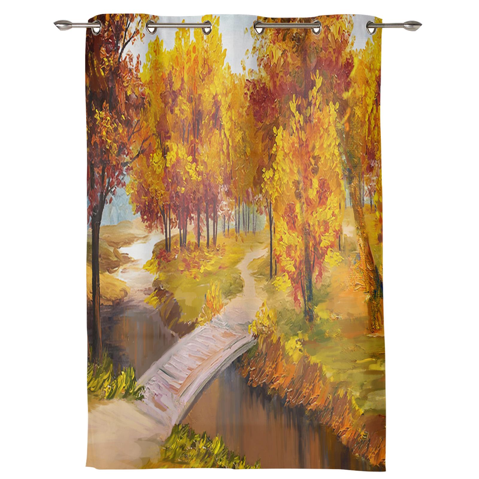 Спальня Кухня Шторы Акварель Картина Маслом Осенние Оконные Шторы Шторы для Гостиной — фото 2