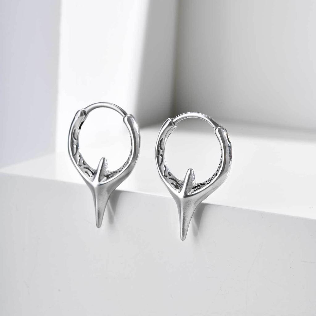 Stainless Steel Huggies Earring for Men Boys,Punk Silver Color Hoop Earring,Perforable Earring