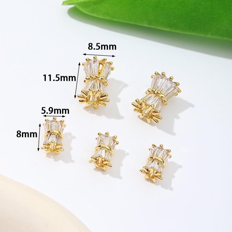 Farbechtheit k Echtgold mikro-eingefasster Zirkon Fassperlen Straße durchbohrt kleine Taille Kristallarmband DIY Perlenabstandshalter mit Perlen C
