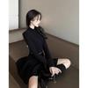 Women's Petite High-Neck Cinched-Waist Thermal Fleece Dress - Slimming A-Line Base Layer