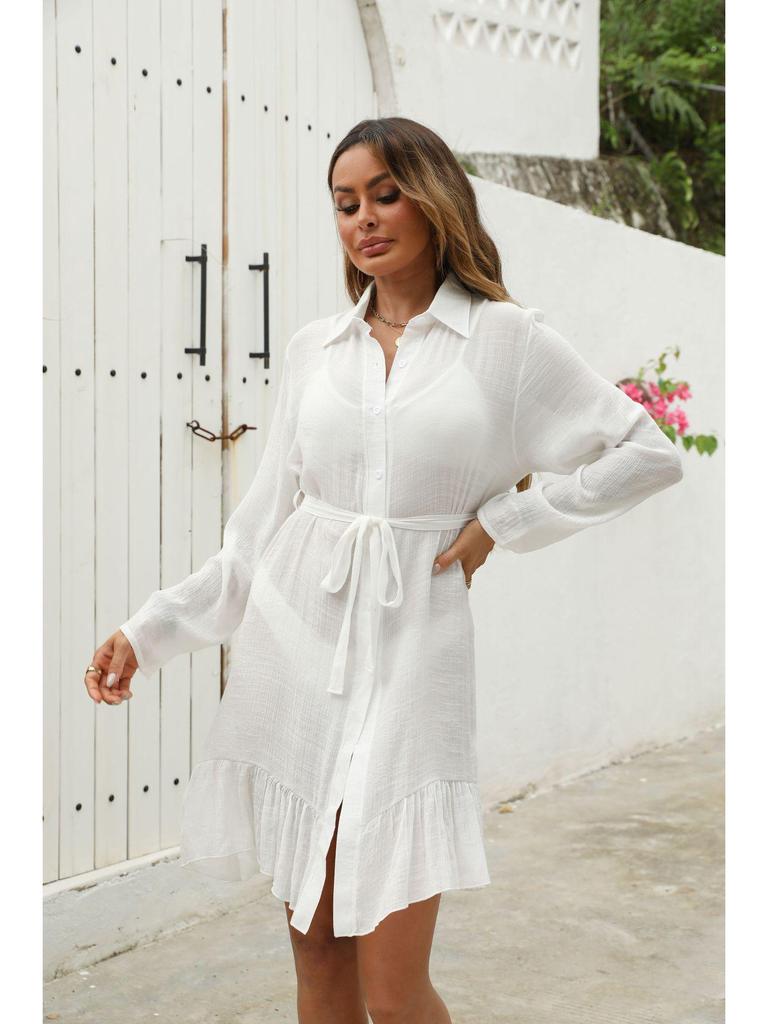 Bamboo Cotton Beach Bikini Cover-up Shirt with Sun Protection