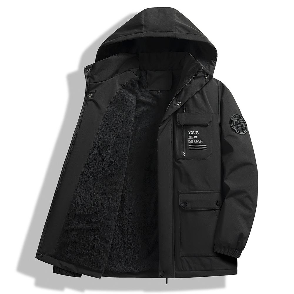 New Casual Workwear Hooded Cotton Coat, Winter Windproof Cotton Jacket, Large Size Jacket, Plus Velvet and Thickening