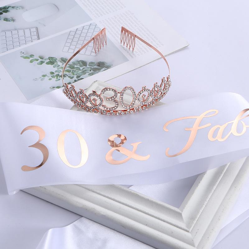 Europäische und Amerikanische Mode Legierung Digitale Krone Stirnband Digitaler Geburtstag Schultergurt Set Geburtstagsparty Ball Kopfschmuck für Mädchen