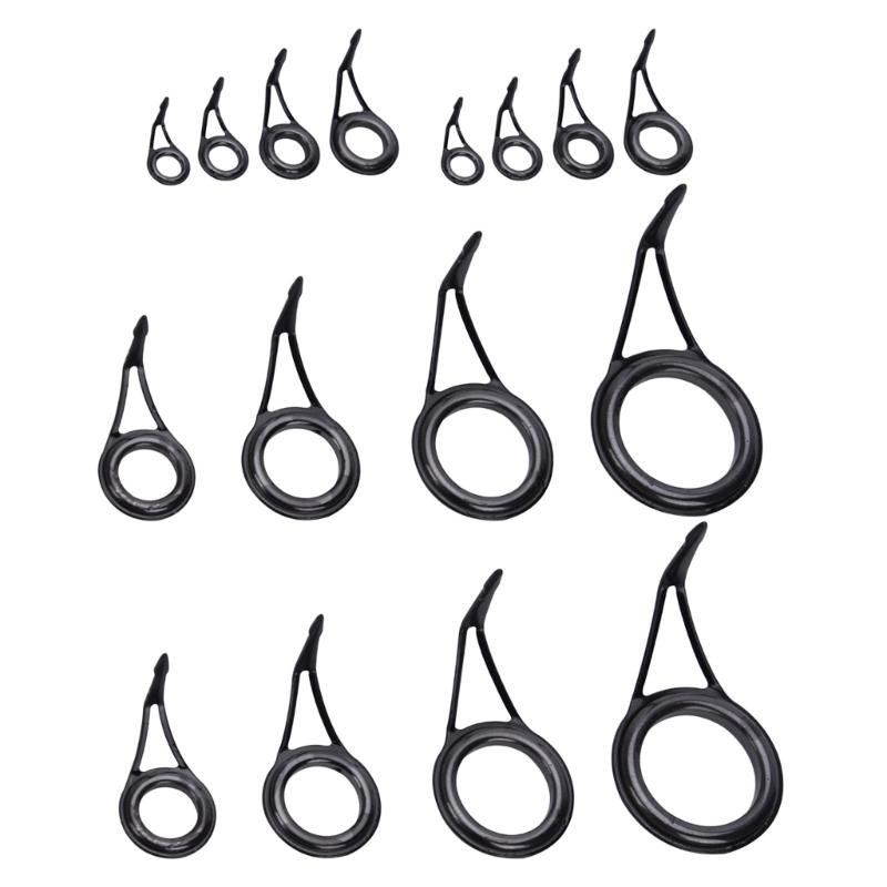 16Pcs Fishing Rod Repair Kits 8 Size Fishing Rod Guide Tip Fishing Line Rotating Guide Eye Rings Tip Enduring 1