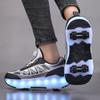 Four-wheel Running Shoes Detachable Flat Shoes Rechargeable USB Luminous Sports Light Shoes Girls Roller Skates Boys Shoes