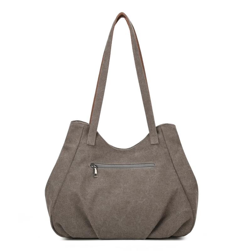 Lässige Canvas-Tragetasche mit gefaltetem Frontdesign Lange Schultergurte Große Kapazität Shopper-Tasche für den täglichen Gebrauch