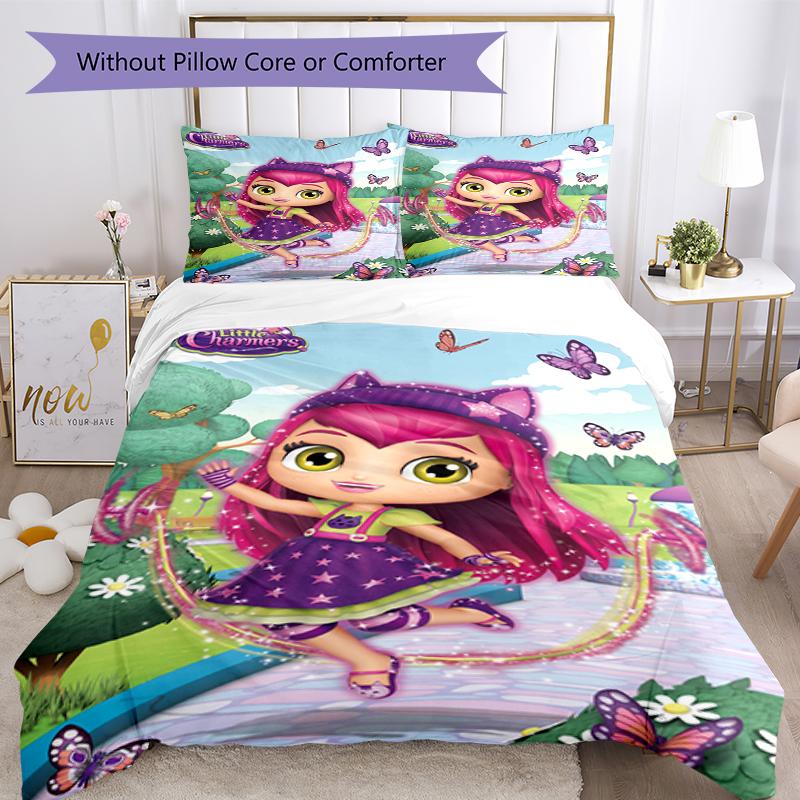 3pcs Little Charmers Bedding Set Duvet Cover Closure Includes 1 Duvet Cover & 2 Pillowcases, Soft and Comfortable for All Seasons.