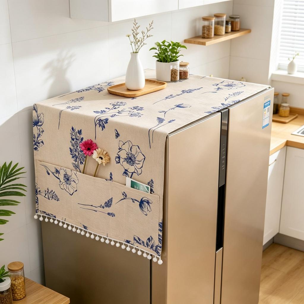 70X170cm Cotton Linen Multi Functional Refrigerator Dust Cover