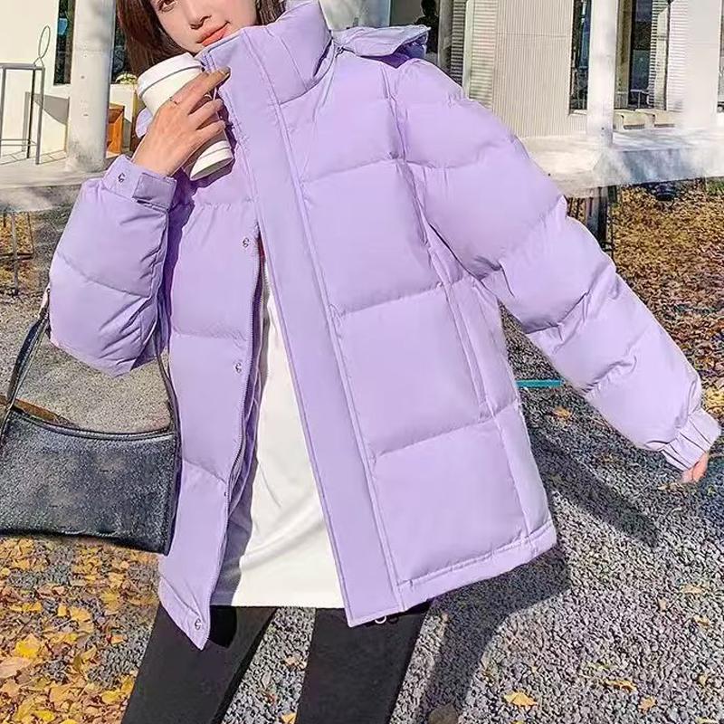 

Пуховик с капюшоном цвета конфеты женский зимний короткий новый модный белый утиный пух плюс размер XL фиолетовый