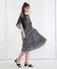LBYL Black Floral Chiffon Sleeve Rayon Dress