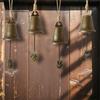 Vintage Hanging Bell Rustic Metal Wind Chime Retro Hanging Wind Bell with Owl or Leaf Pendant for Home Entrance Farmhouse Garden Decoration