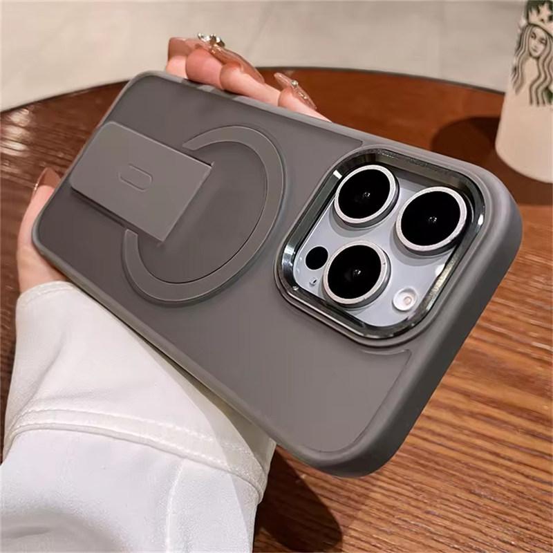 

Складная подставка-держатель Магнитный матовый чехол для iPhone 17 16 15 14 Plus 13 12 11 Pro Max для беспроводной зарядки MagSafe Противоударный чехол iPhone 17 Pro