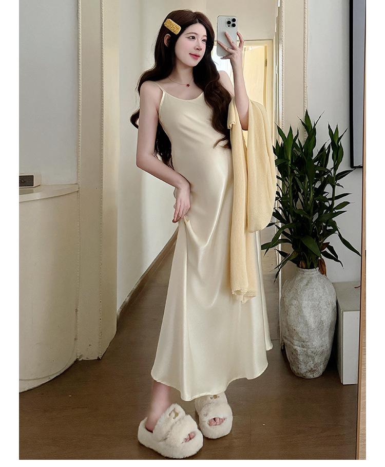 Spring 2026 Elegant Maternity Sling Dress & Cardigan Set